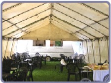 Interior of tent with bar