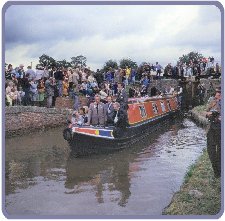 Thornbury: in her former livery: opening of Frankton Locks:  Harry Arnold/Waterway Images.